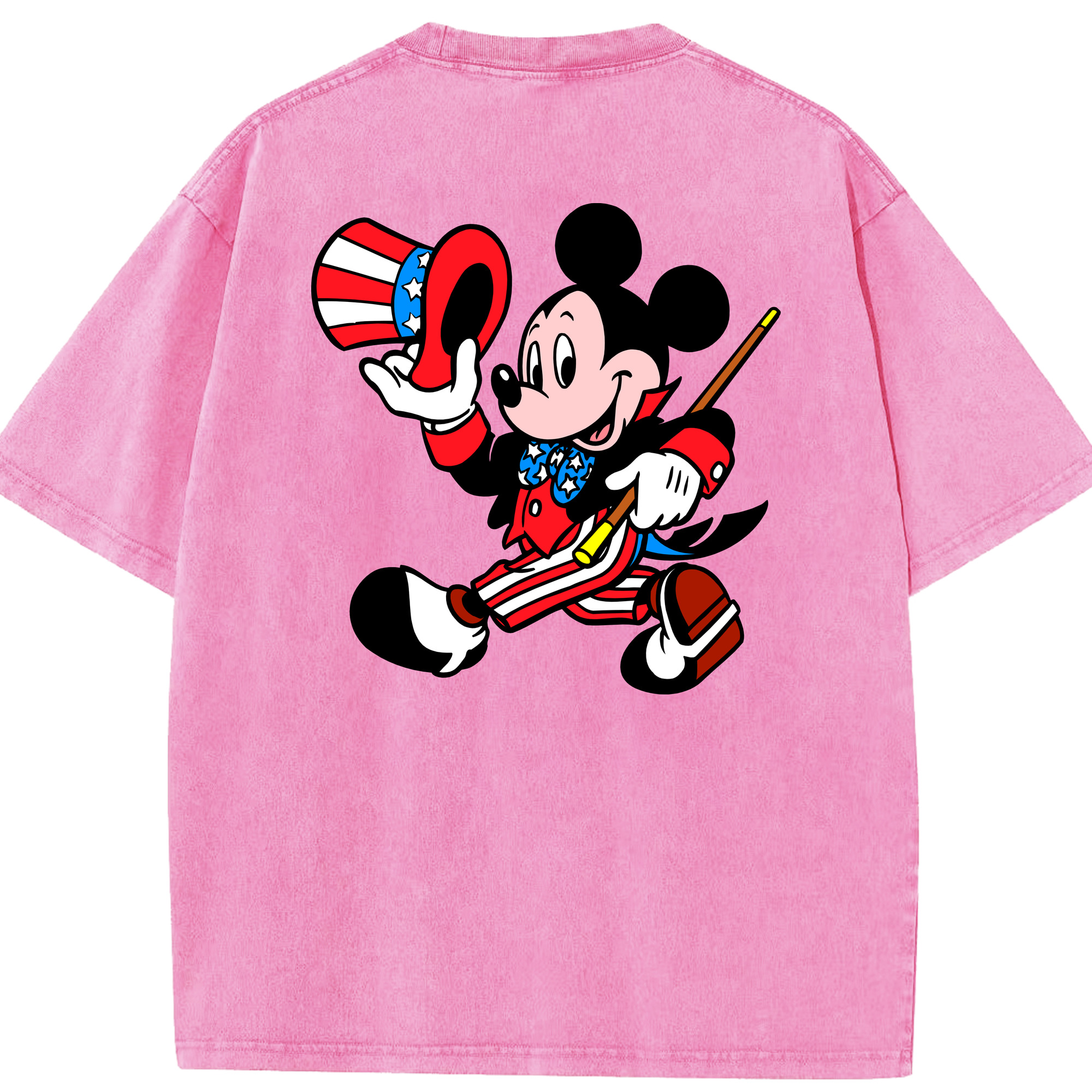 （画像用） ミッキーマウス Mickey Mouse 綿100% ヴィンテージ風 半袖Tシャツ（背面プリント）